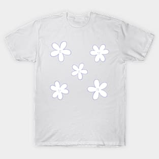 Minimal Abstract Flowers - White with pastel lilac purple border T-Shirt